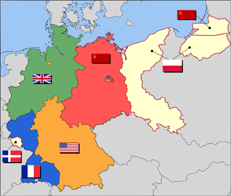 分割占領されたドイツの地図