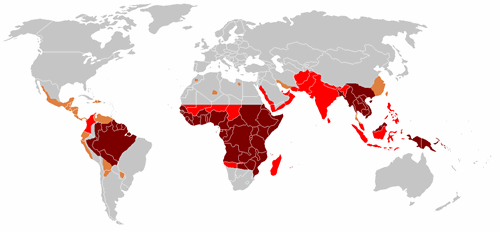 マラリアの流行地域